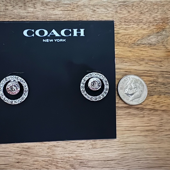 Coach Silver Double Circle Crystal Earrings - Picture 4 of 7